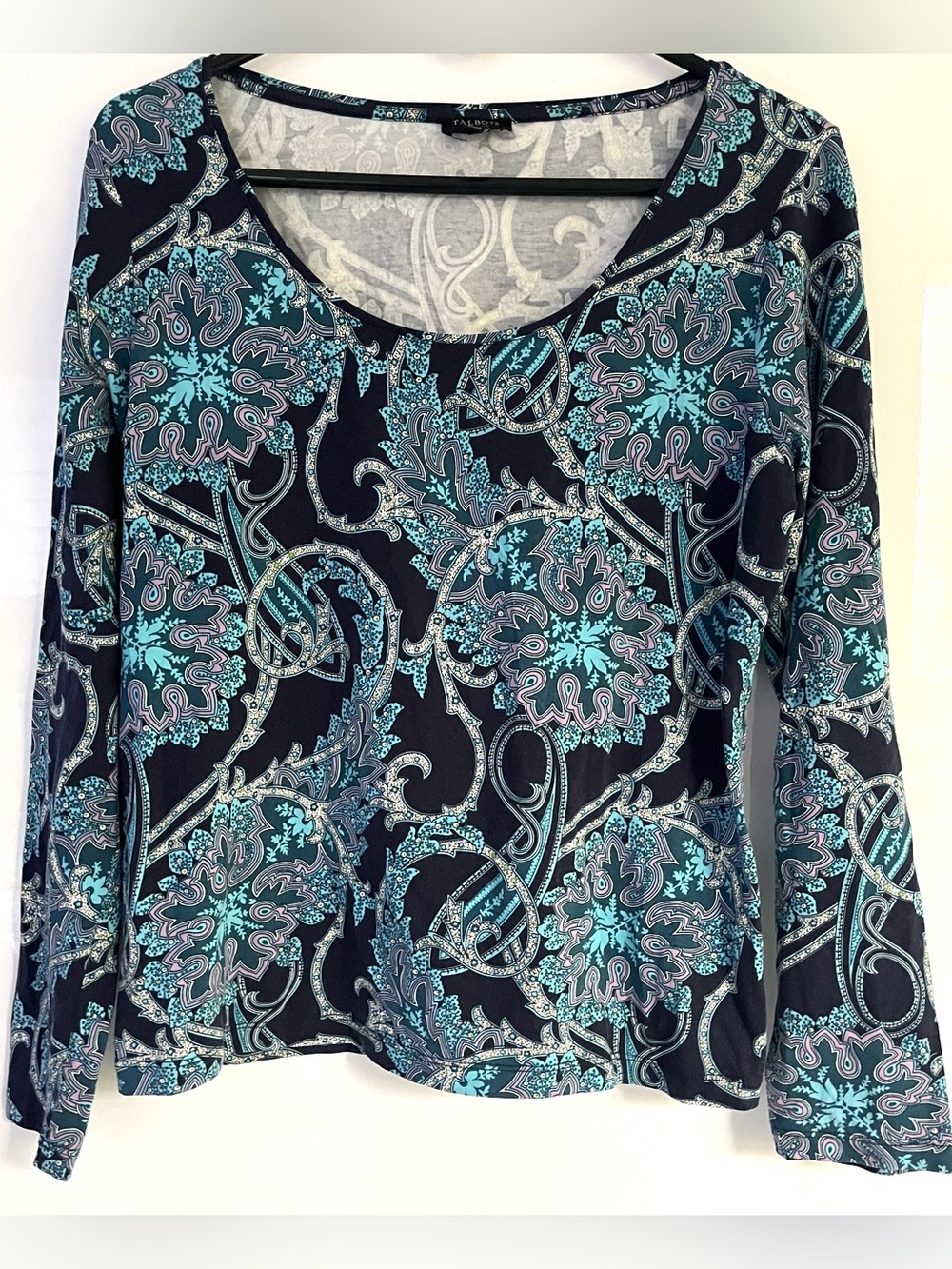 Talbots Blue Paisley  Long Sleeve Top
